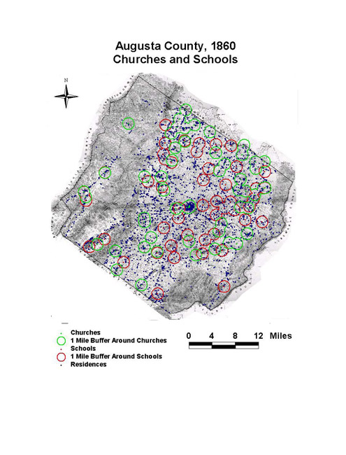 Augusta County Churches and Schools, 1860