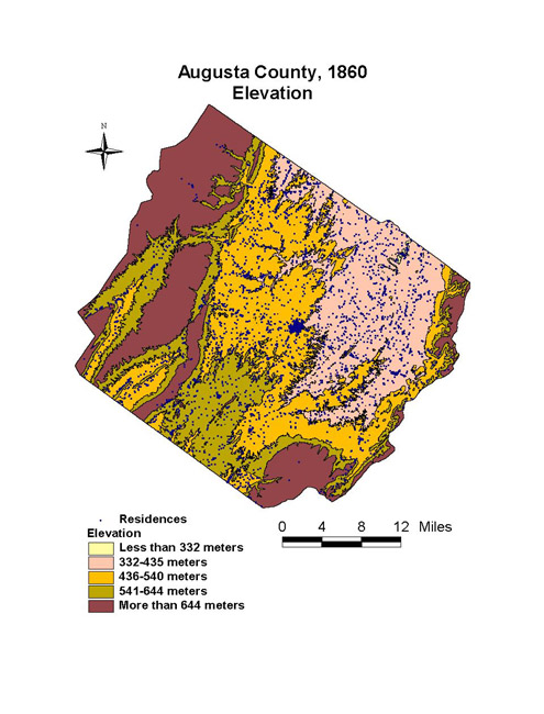 Augusta County, 1860 Elevation