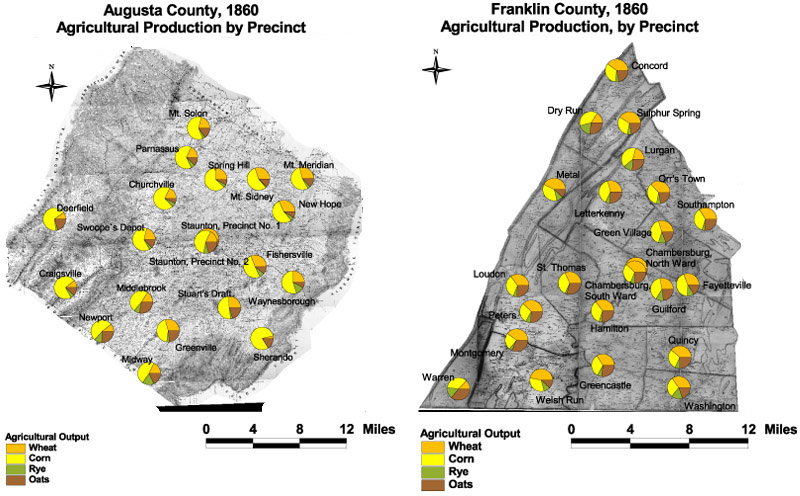 Augusta and Franklin County Agricultural Production by Precinct, 1860