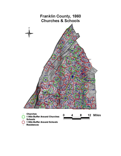 Franklin County Churches and Schools, 1860