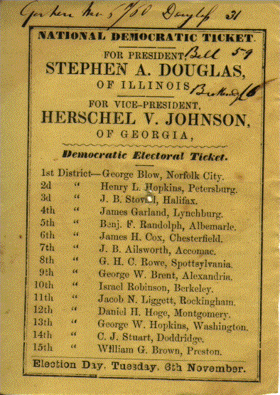National Democratic Ticket fet. Stephen A. Douglas